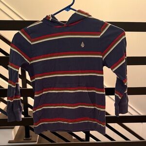 Volcom Kids Striped Hoodie - Navy and Red